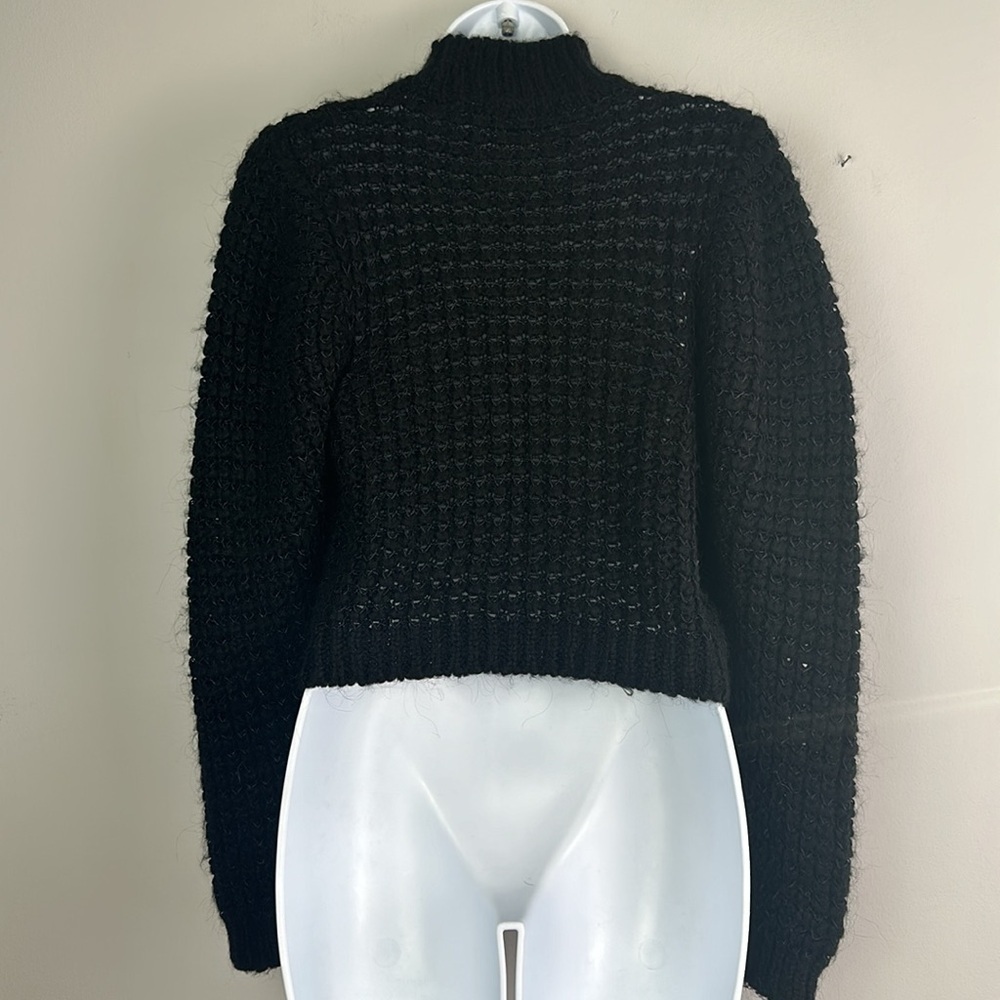 Zara Dolman Sleeve High Neck Chunky Knit Sweater SM Top Wool Acrylic Blend Black - Picture 13 of 16